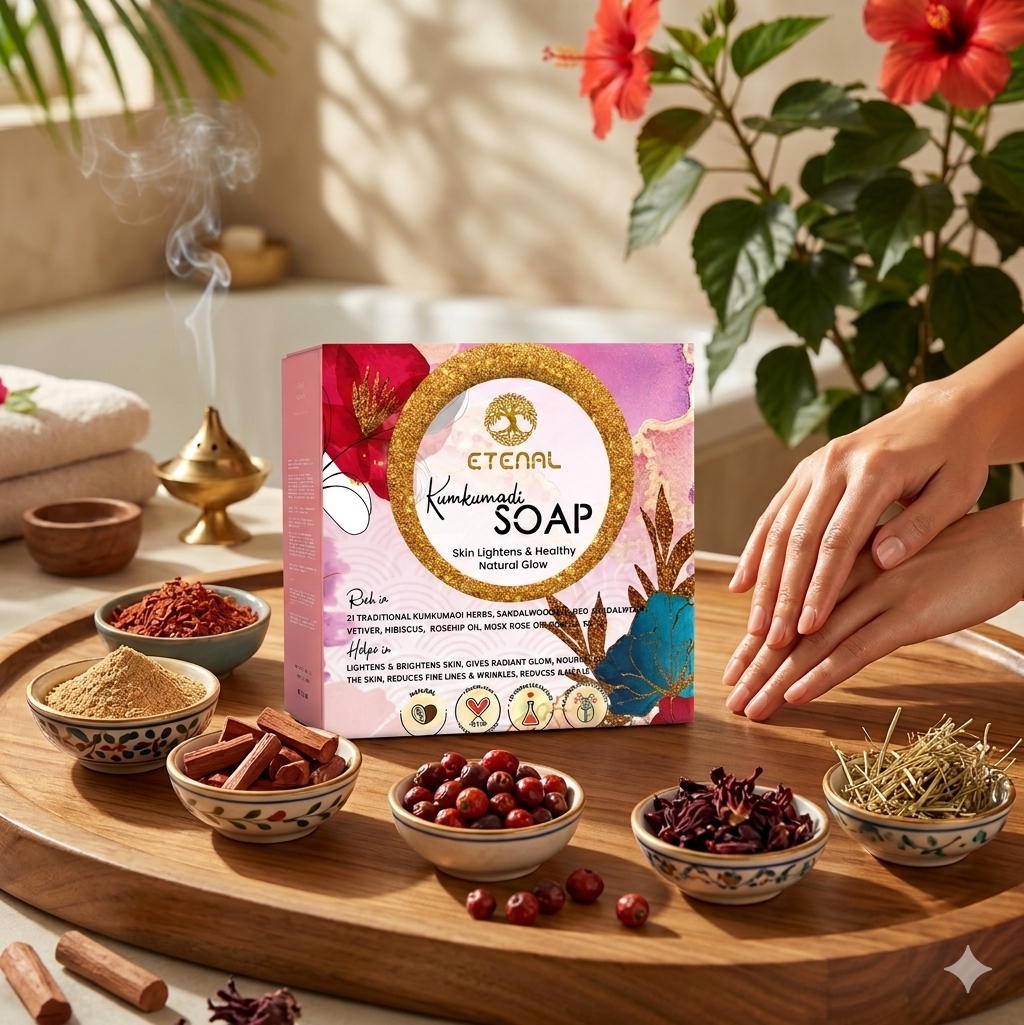 Etenal: The Original Kumkumadi Soap Ayurvedic Skin Brightening & Pink Glow Bathing Soap Bar