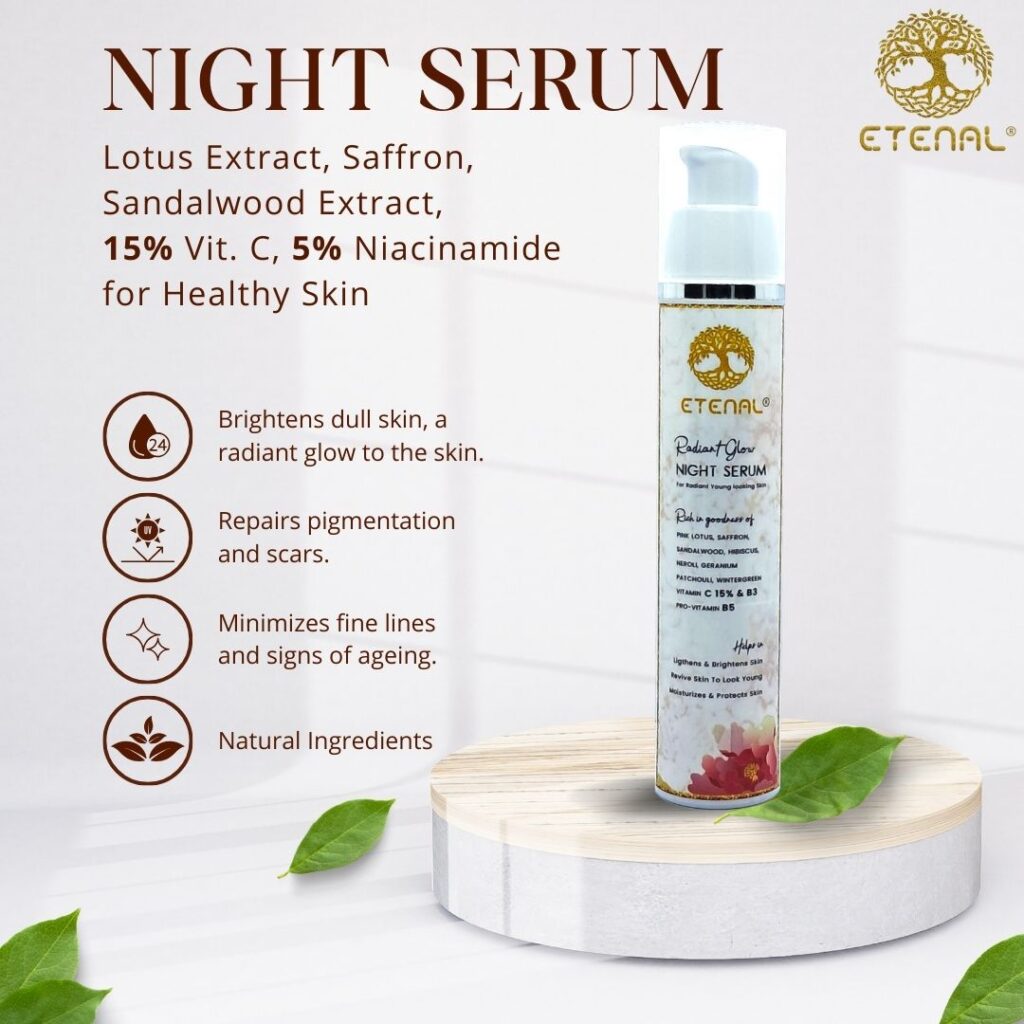 Etenal Radiance Boost Face Night Serum With 15% Vitamin C For Skin Purification, Nourishment, Rejuvenation And Gives Radiant Glow 30ml