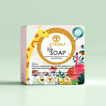 Natural Kids Soap for Tan Removal & Gentle Skin Brightening | Etenal Childrens Soap Is Safe for Sensitive Skin | Dermatologically Tested Ayurvedic Baby Soap (2+ Years)